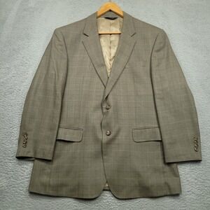 Jos A Banks Signature Collection Men's‎ 43R (47) Blazer Silk Wool Plaid Brown